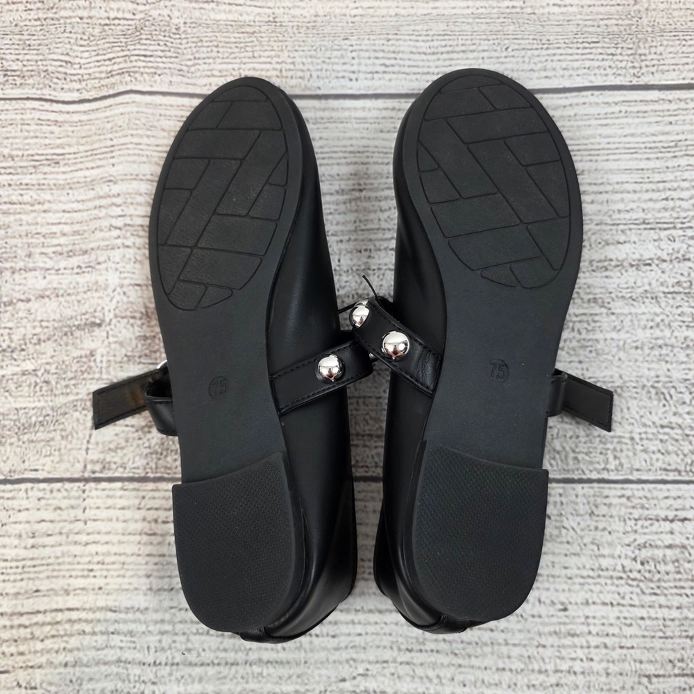 CL By Laundry Black Ballet Flats with Studded Strap - Picture 4 of 5